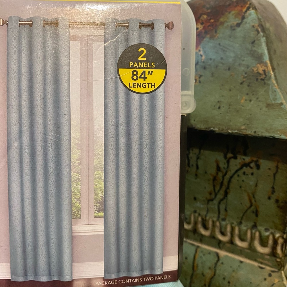 Living Colors Blackout Curtains, Two Scroll Window Panels 38-inch by 84-inch